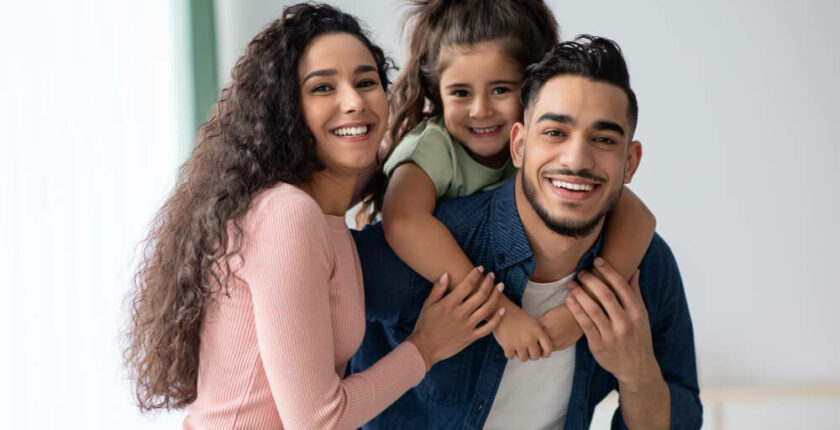 happy family with a baby girl