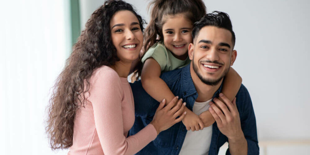 happy family with a baby girl