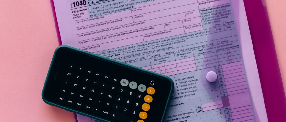 Calculator and legal paper in red light