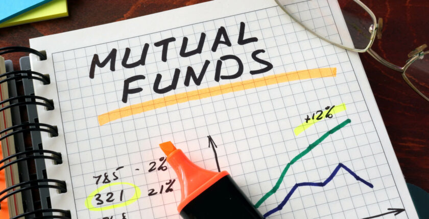 white paper background with the words Mutual funds