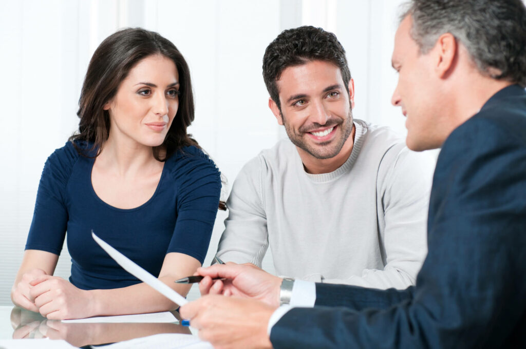 woman and man listening to tax planner